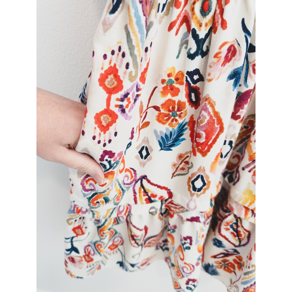 Be by Chetta B Dress Womens XL Multicolor Short Sleeve Artistic Floral Boho - Picture 4 of 9